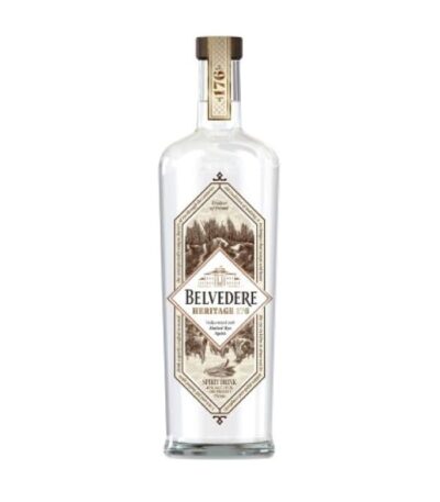Belvedere Heritage 176 vodka boca s tradicionalnim natpisima.