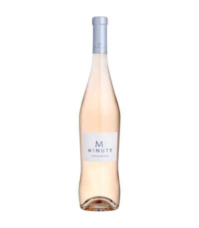 Château Minuty M Rosé boca vina s prepoznatljivom etiketom.