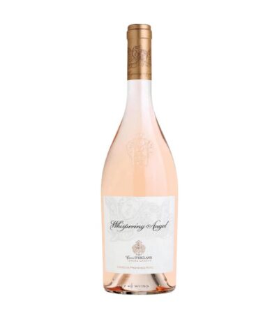 Château d'Esclans Whispering Angel Rosé boca vina s prepoznatljivom etiketom.