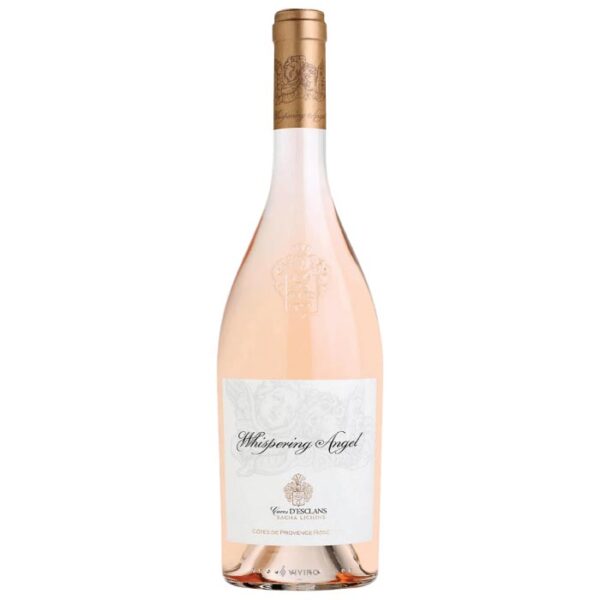 Château d'Esclans Whispering Angel Rosé boca vina s prepoznatljivom etiketom.