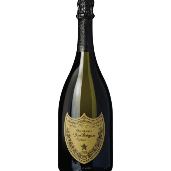 Dom Pérignon Brut boca šampanjca s etiketom i prepoznatljivim štitom.