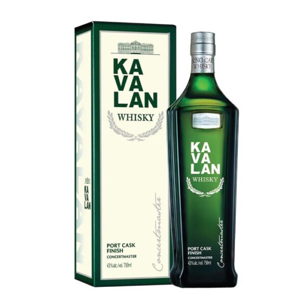 Kavalan Concertmaster Port Cask boca viskija sa etiketom.