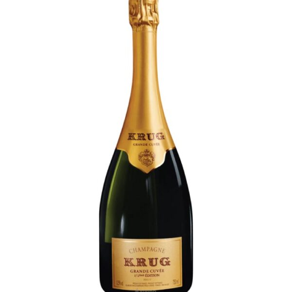 Krug Grande Cuvée boca šampanjca s prepoznatljivom etiketom.