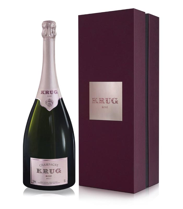 Krug-Rosé-N.V.-Gift-Box-šampanjac Krug Rosé N.V. boca šampanjca u elegantnoj poklon kutiji.