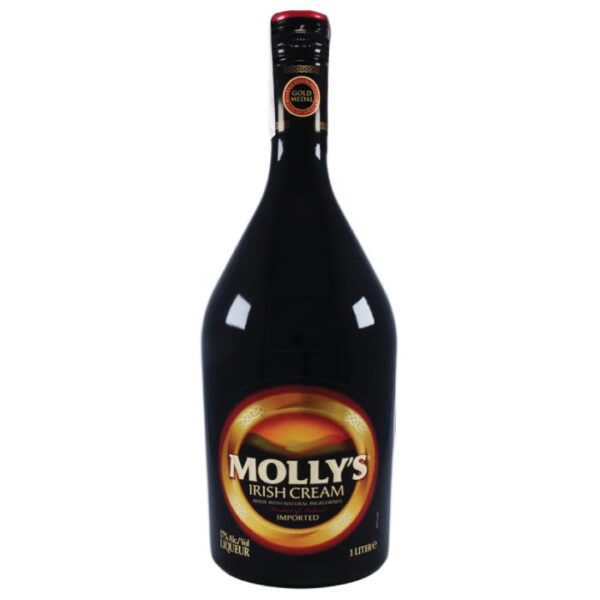 MOLLY's Irish Cream Liqueur boca likera sa etiketom.