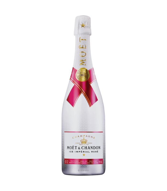 Moët & Chandon Ice Impérial Rosé boca šampanjca u roze boji s prepoznatljivom etiketom.