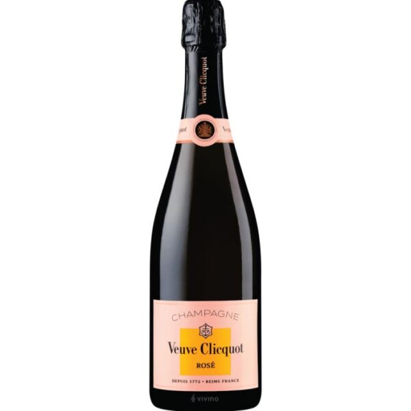 Veuve Clicquot Brut Rosé boca šampanjca s prepoznatljivom etiketom.