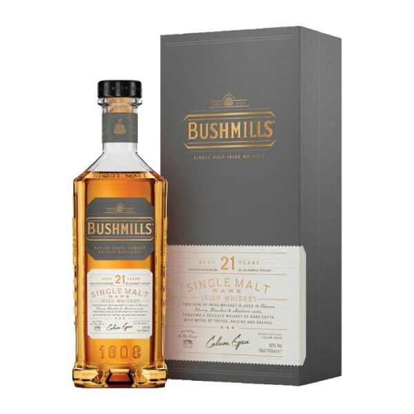 Bushmills 21 Y.O. Single Malt Irish Whisky boca.
