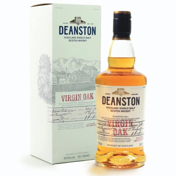 Deanston Virgin Oak Single Malt Scotch Whisky boca.