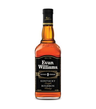 Evan Williams Straight Bourbon boca sa etiketom.