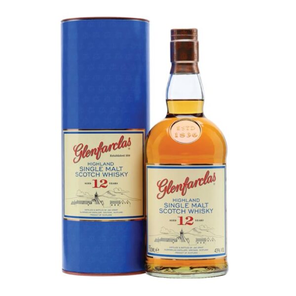 Glenfarclas 12 Y.O. Highland Single Malt Scotch Whisky boca.