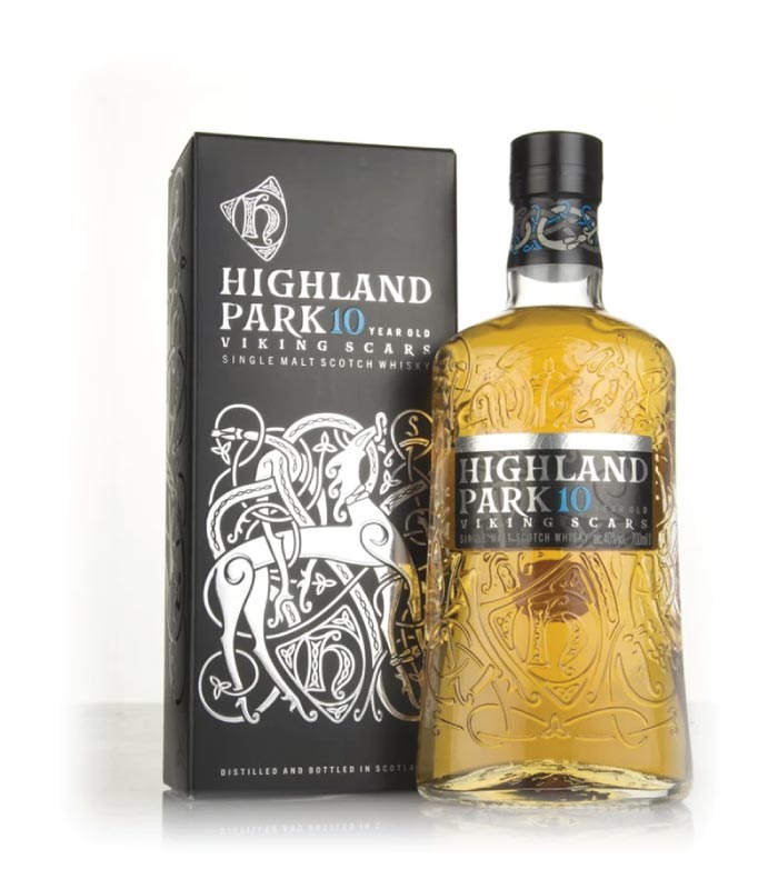Highland-Park-10-Y.O.-Viking-Scars-Whisky-0.7-L Highland Park 10 Y.O. Viking Scars whisky boca sa etiketom.