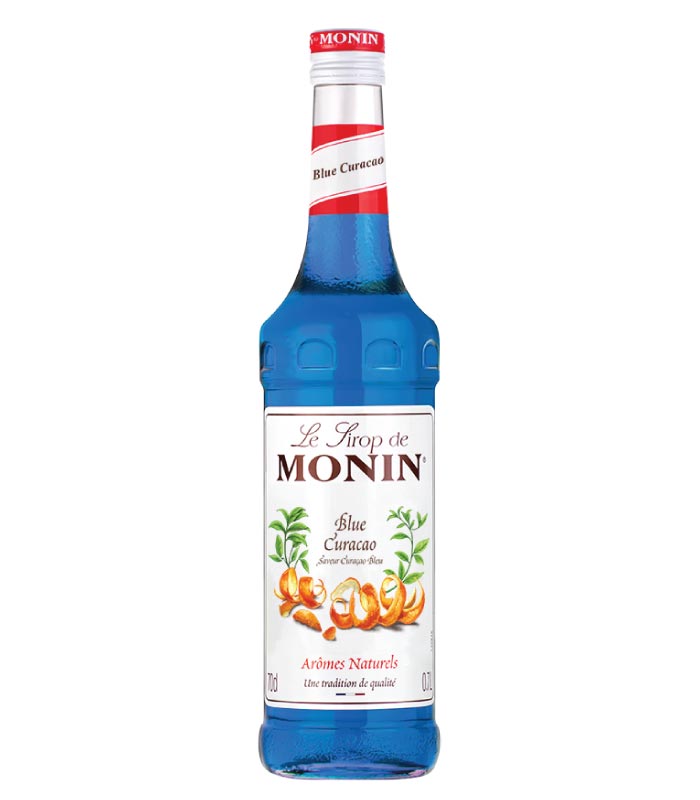 Monin-Blue-Curacao-sirup Monin sirup Blue Curaçao boca.