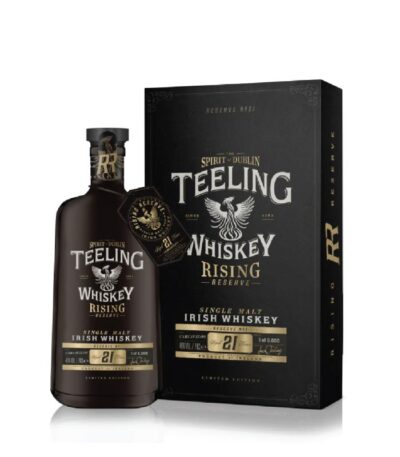 Teeling Single Malt 21 Y.O. Rising Reserve No. 3 boca viskija sa etiketom.