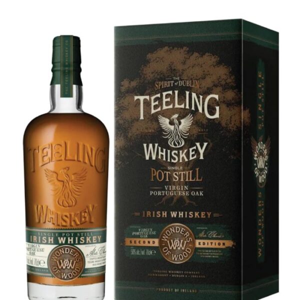 Teeling Single Pot Still Virgin Portuguese Oak whiskey boca.