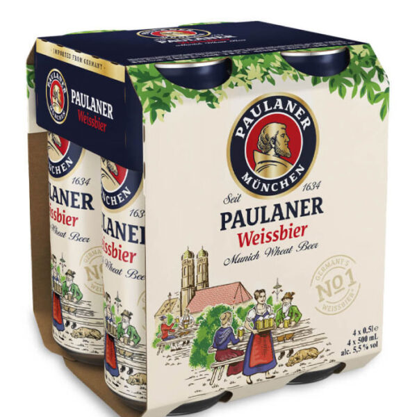 Paulaner Hefe Weissbier 4-Pack pšenično pivo limenke 4x0.5 L
