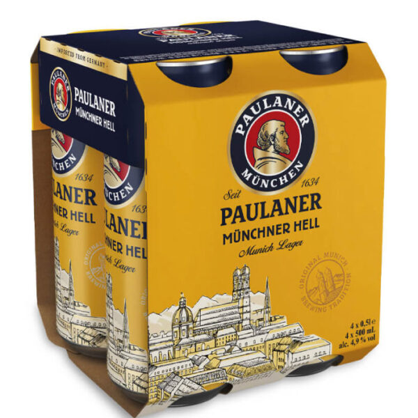 Paulaner Münchner Hell 4-Pack limenka minhenskog lagera 4x0.5 L