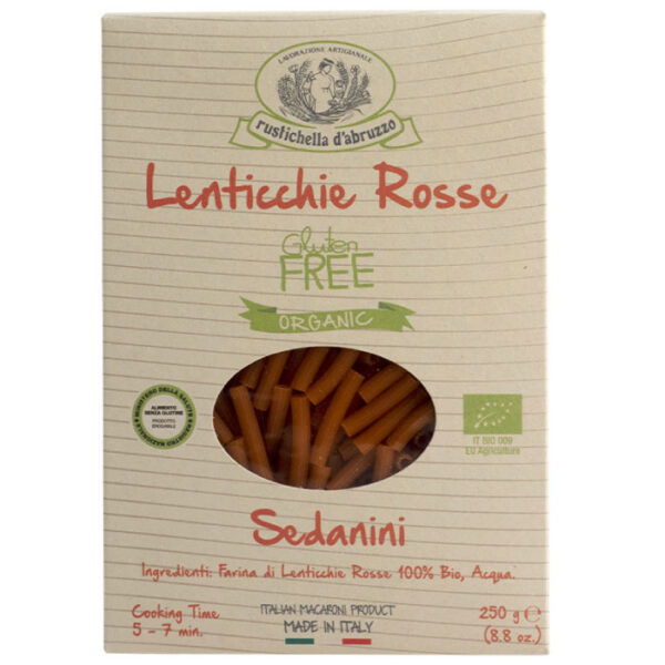 Rustichella Sedanini od organskog crvenog sočiva bez glutena 250 g