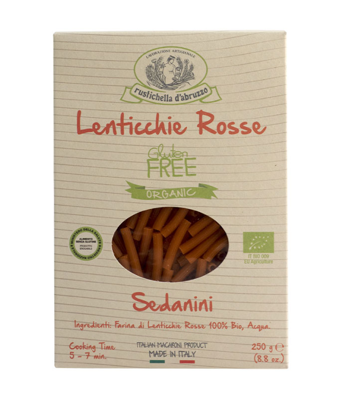 Rustichella Sedanini od organskog crvenog sočiva bez glutena 250 g