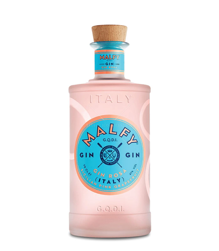 Ružičasta boca Malfy Gin Rosa sa kriškama grejpfruta i ledom