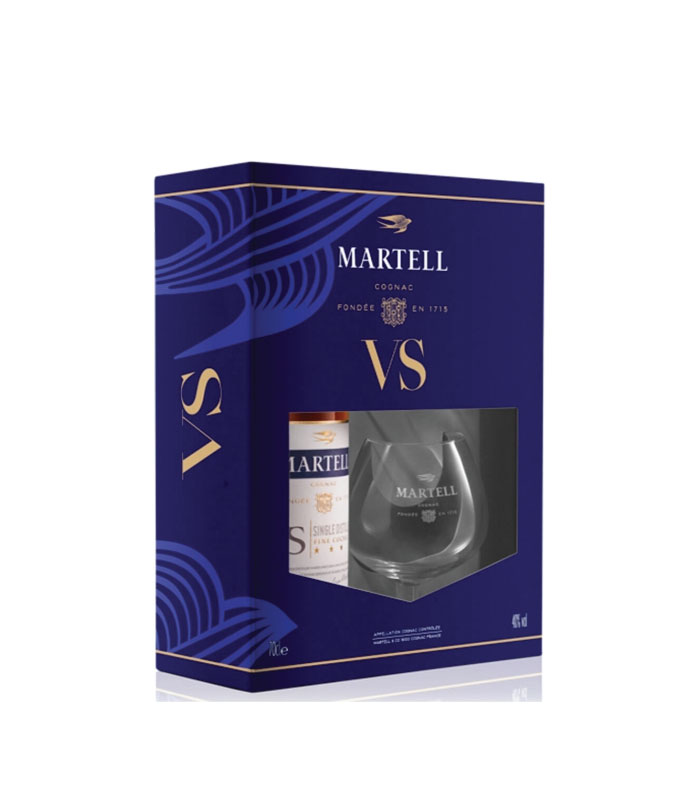 Martell VS gift box sa bocom konjaka i dvije staklene čaše